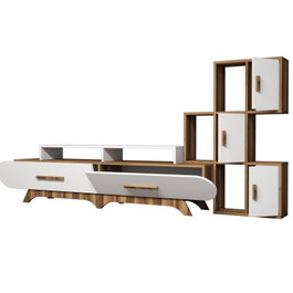 Hanah Home Flora S - Mueble de TV Nogal y Blanco